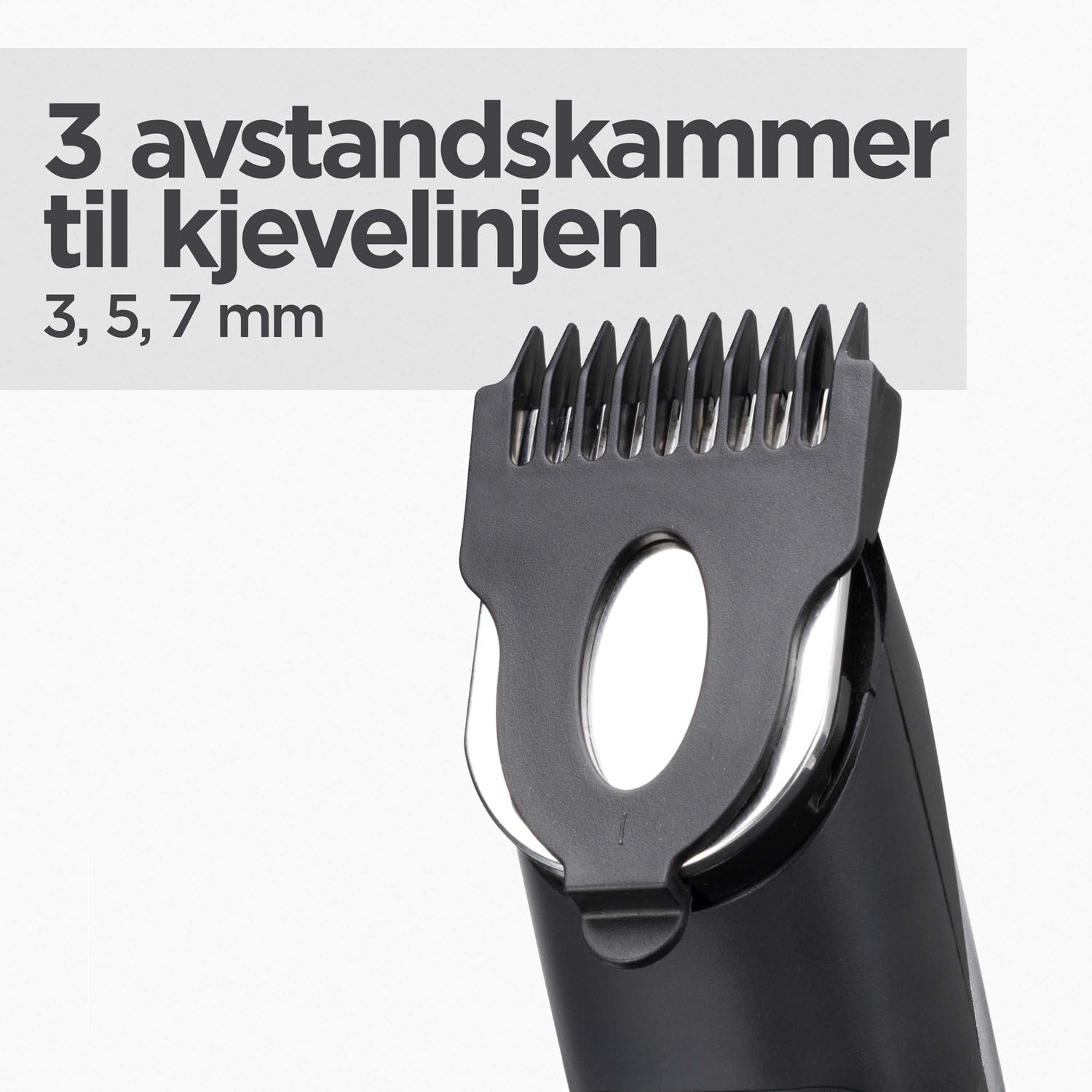 3 avstandskammer til kjevelinjen (3, 5, 7 mm)
